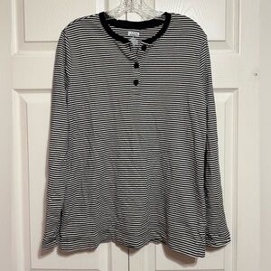 Duluth Trading Co Black and White Striped Long Sleeve Shirt